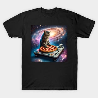 Music Pizza Cat in Space T-Shirt